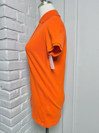 Women Size M Burberry Brit Orange Solid Cotton Shirt