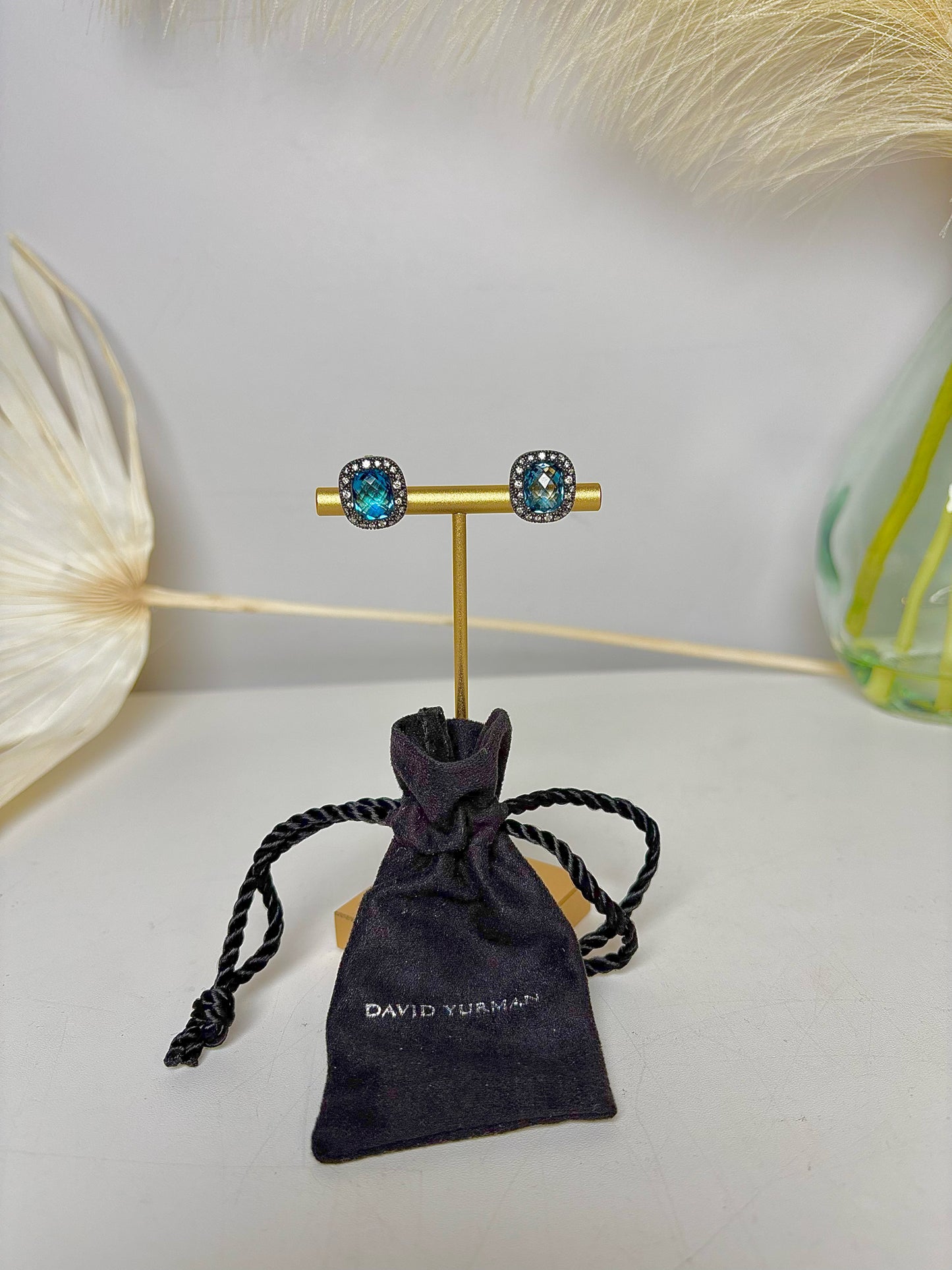 David Yurman Earrings Albion Blue Topaz Pierce