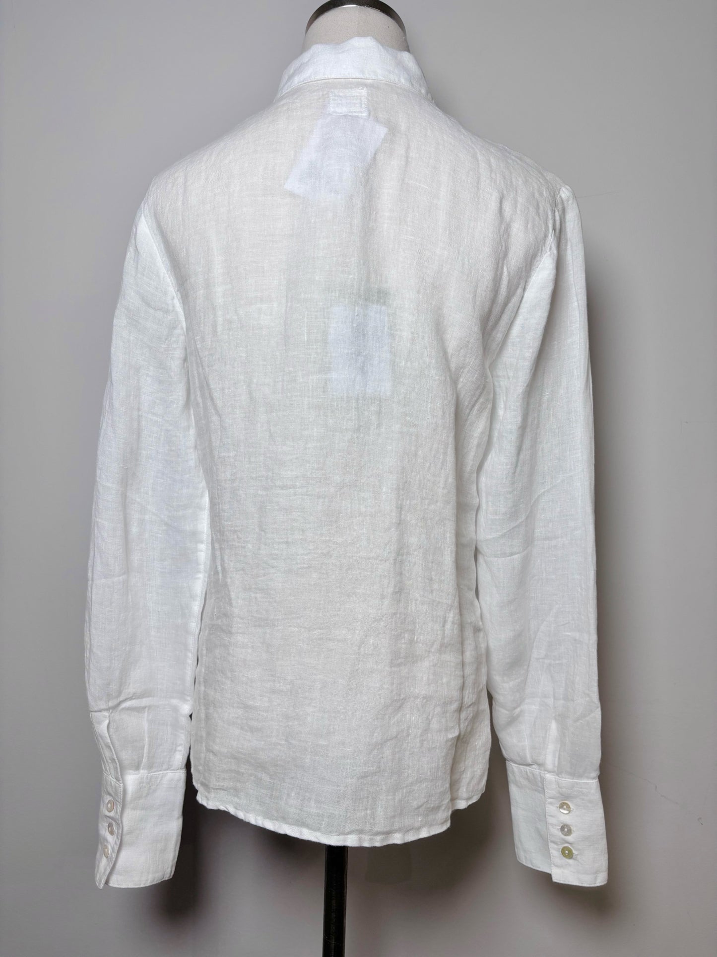 Women Size XS 120% Lino White Solid Linen NWT LS Shirt