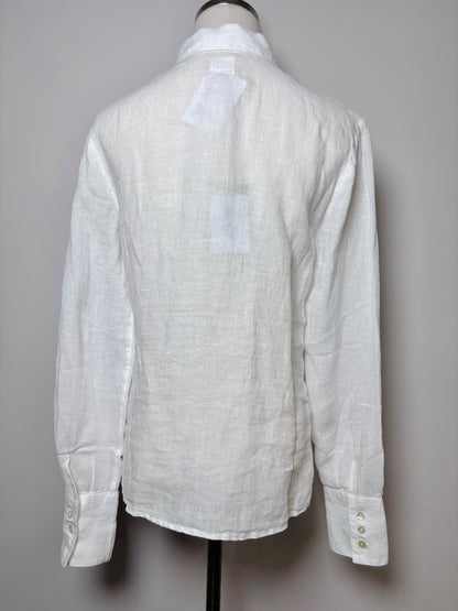 Women Size XS 120% Lino White Solid Linen NWT LS Shirt