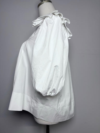 Women Size 36 Long Von Siga White White Stripes 100% Cotton Pre-owned Top