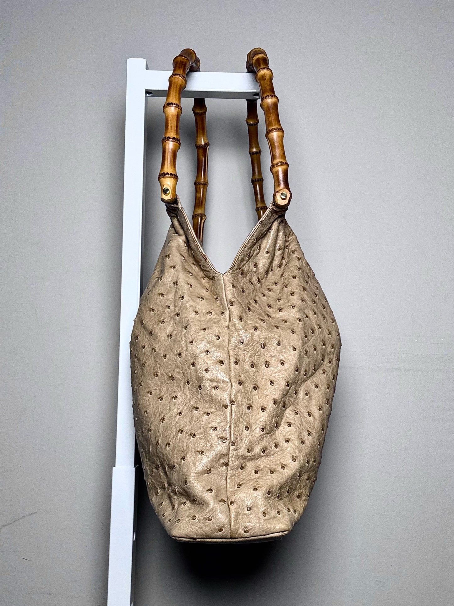 Gucci Solid Vintage Leather Pre-owned Taupe Ostrich Purse