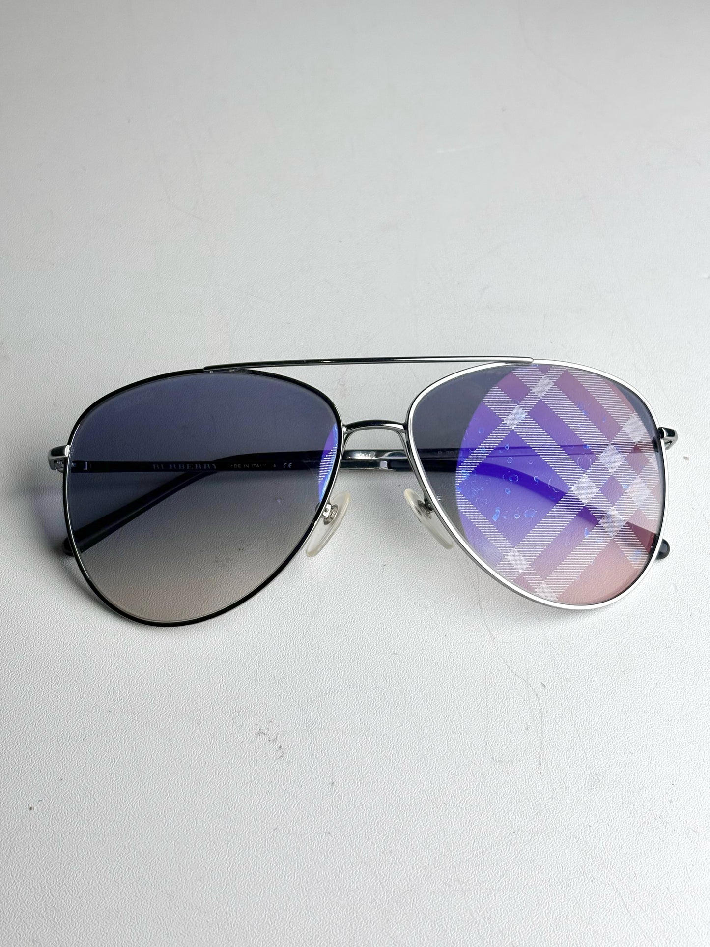 Men's Burberry Spark Mirrored Aviator Sunglasses Silver Sunglasses