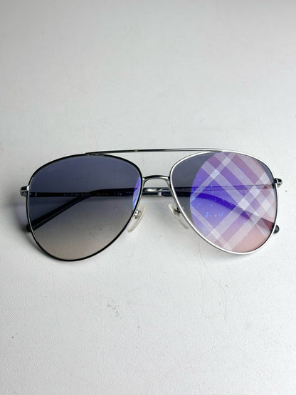 Men's Burberry Spark Mirrored Aviator Sunglasses Silver Sunglasses