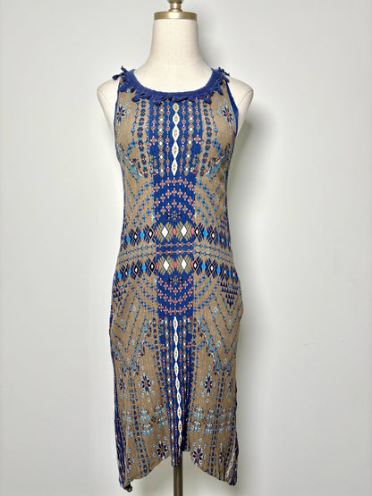 Women Size 8 SEA New York Olive Print Cotton Blend Dress
