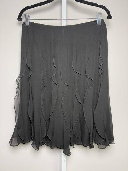 Women Size 6 Carmen Marc Valvo Black Solid Vintage Skirt