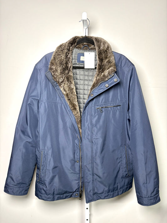 Barneys New York Blue Nylon Mens Size XL Faux Fur Lining Coat