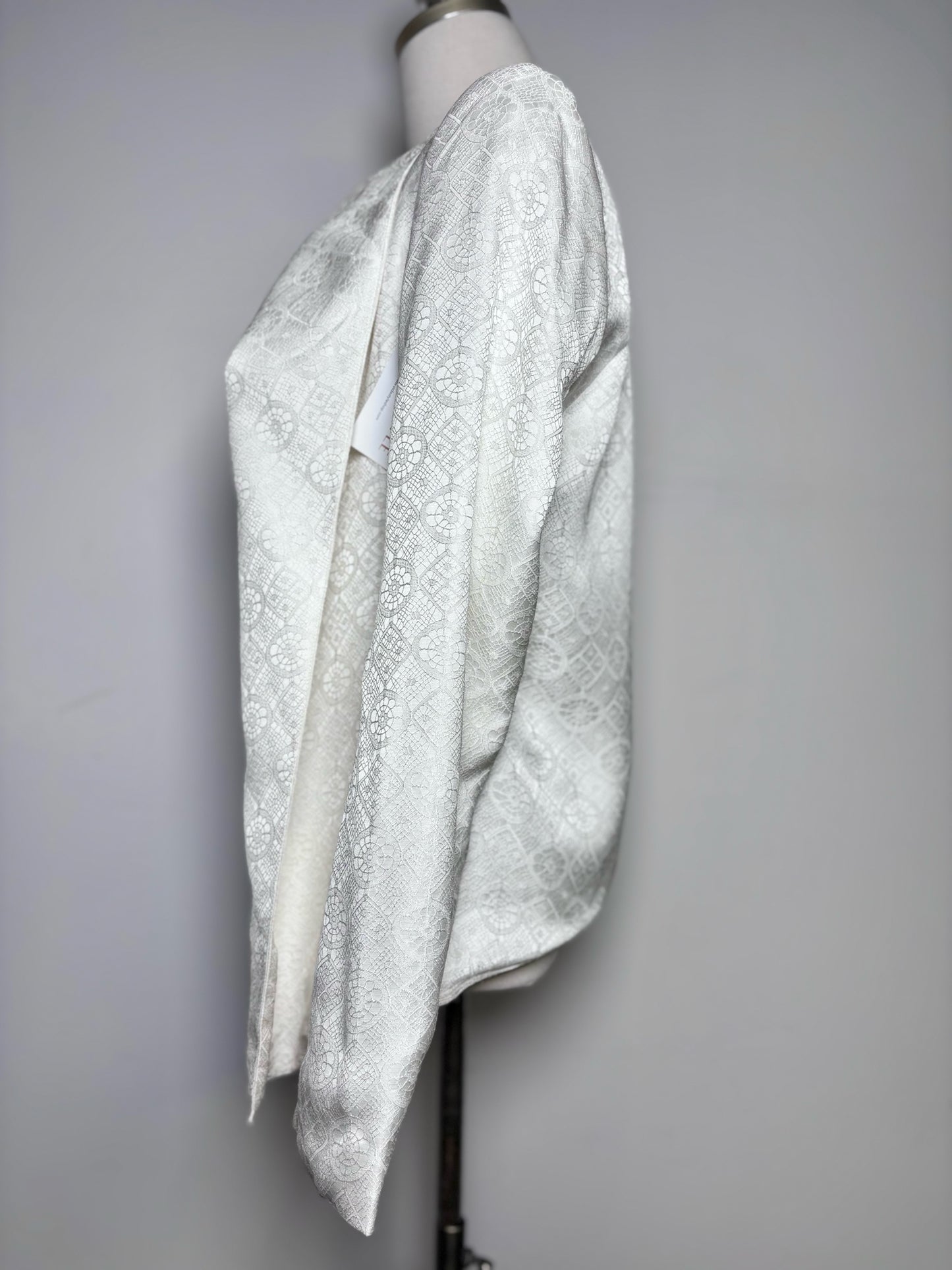 Women Size 6 Helmut Lang Off White Jacquard Asymmetric Hem Jacket