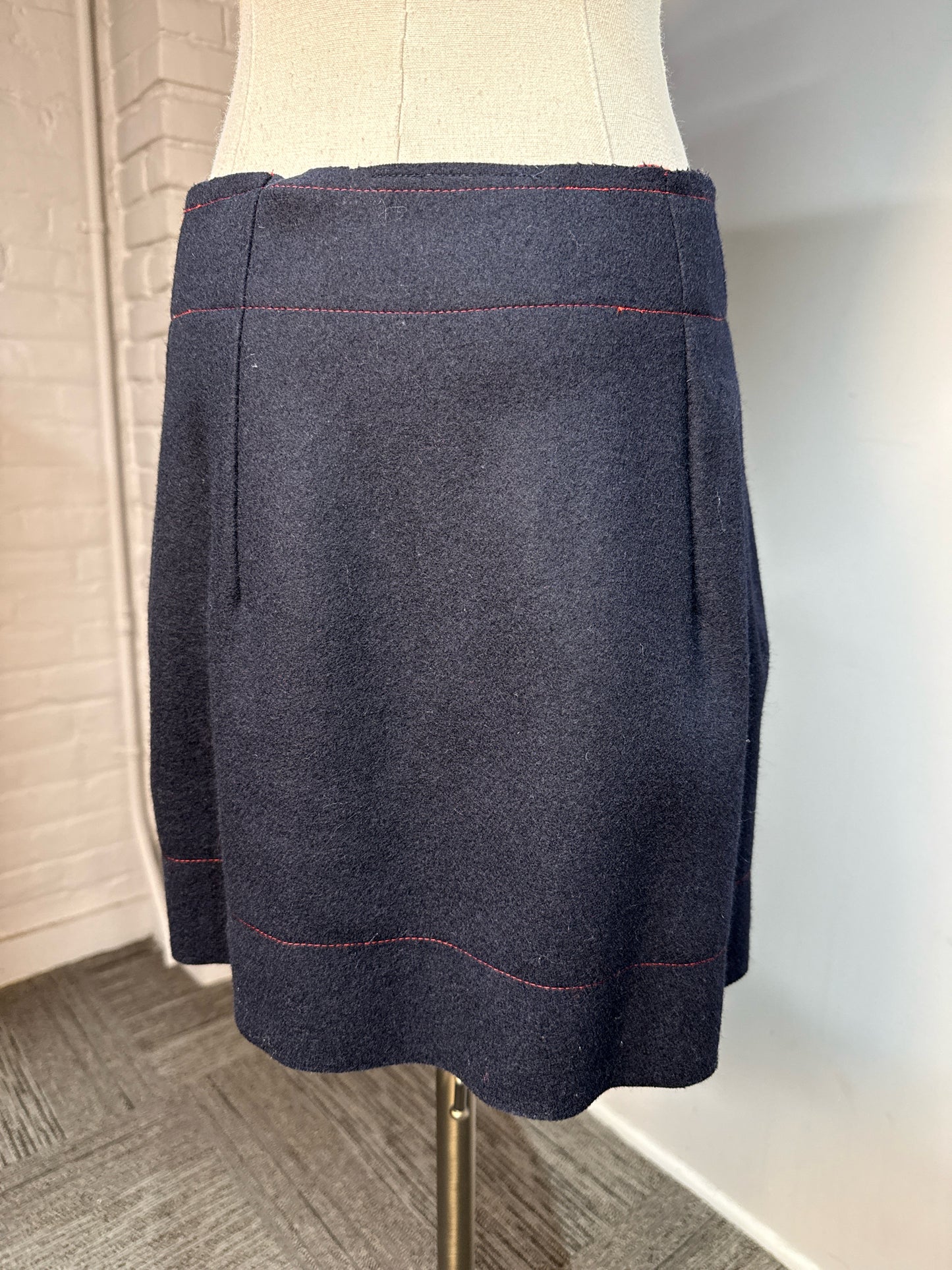 Women Size M Yoshi Kondo Navy Blue Solid Vintage 100% Wool 2 Piece Set