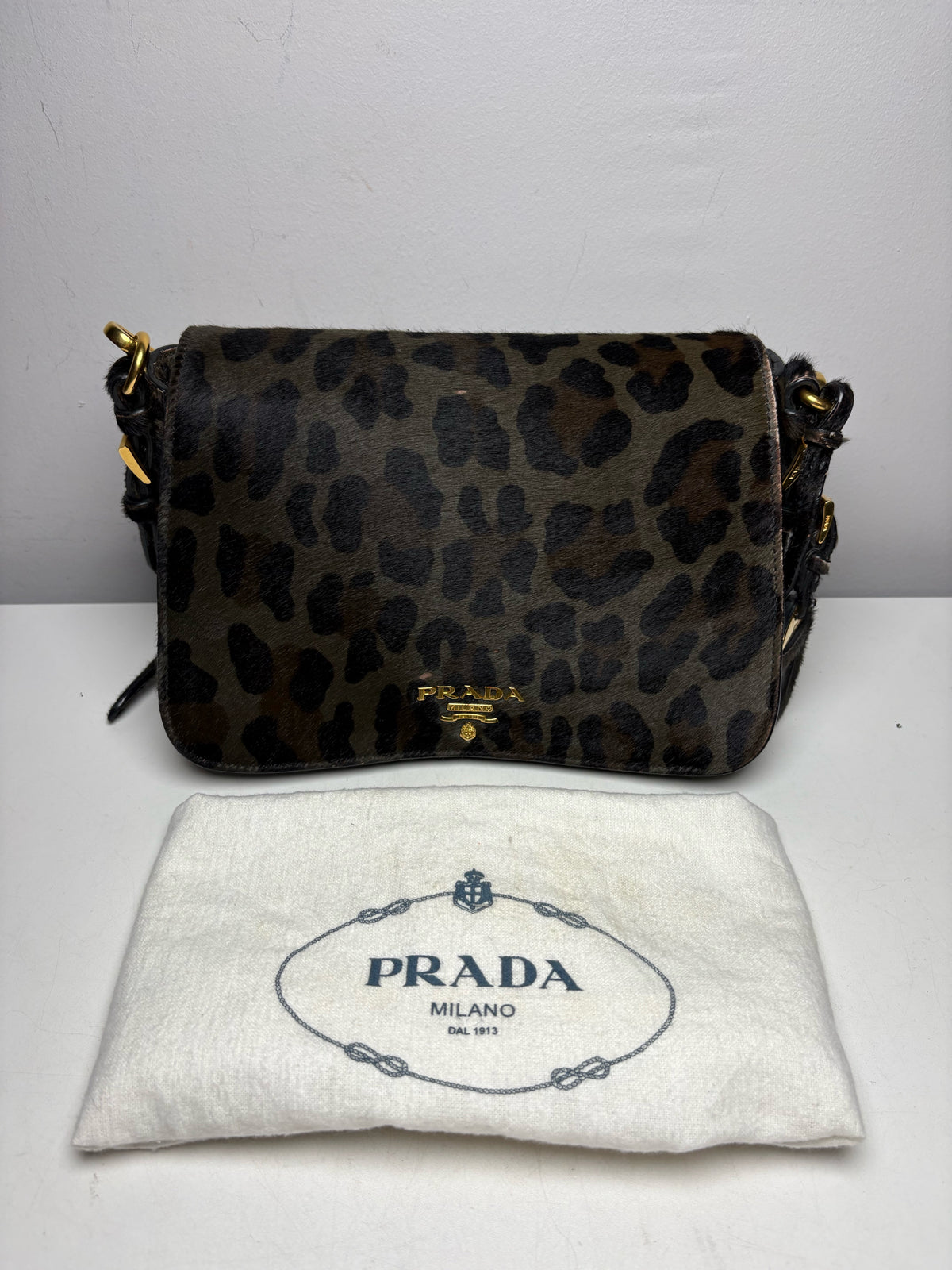 Women's Authentic Prada Cavallino Leopard Calf Hair Vintage Authentic Pre-Owned Crossbody Bag