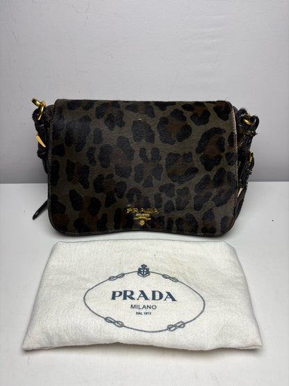 Women's Authentic Prada Cavallino Leopard Calf Hair Vintage Authentic Pre-Owned Crossbody Bag