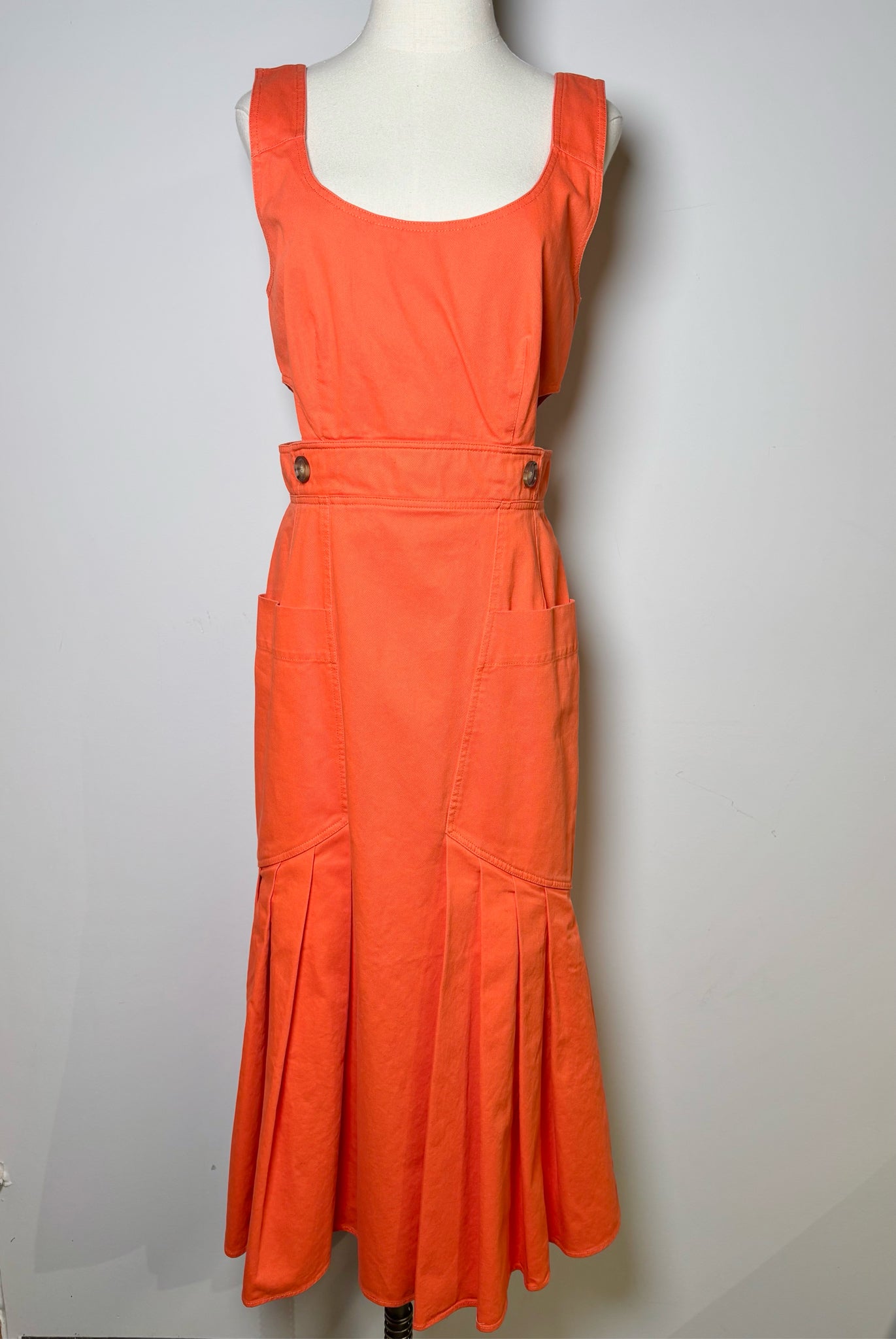 Women Size M Hunter Bell Orange Solid Cotton NWT Giselle Dress