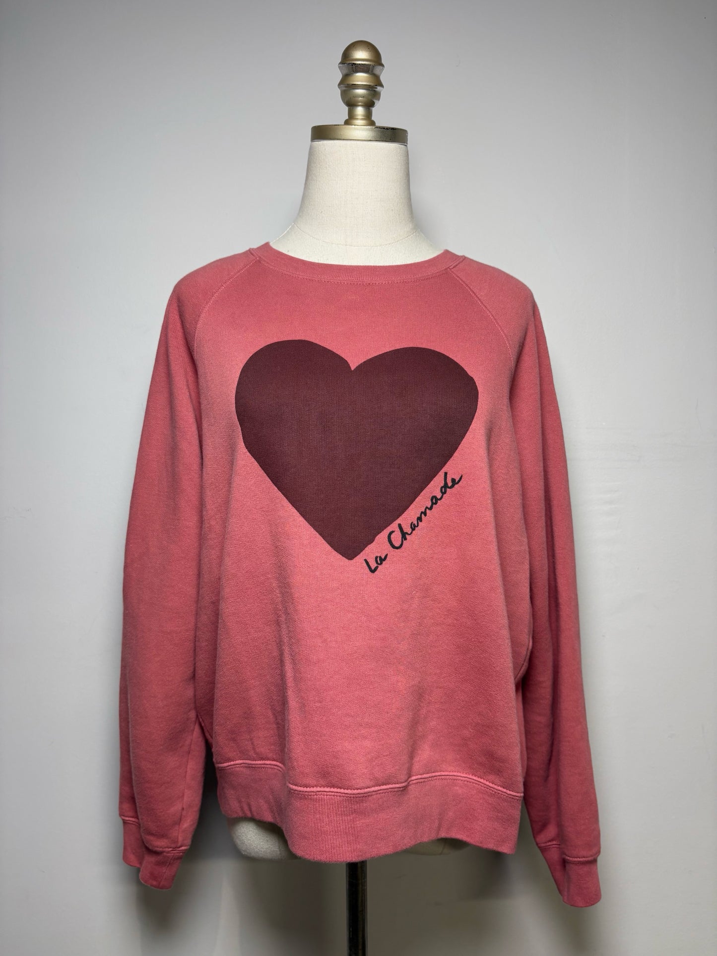 Women Size S Sézane Rosewood/Burgundy Heart La Chamade Pre-Owned Cotton Sweatshirt
