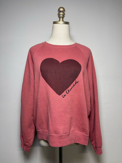 Women Size S Sézane Rosewood/Burgundy Heart La Chamade Pre-Owned Cotton Sweatshirt