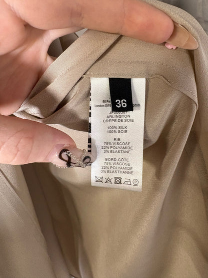 Women Size 36 (2) Joseph Taupe Solid Women's Pure Silk Pre-owned Dress
