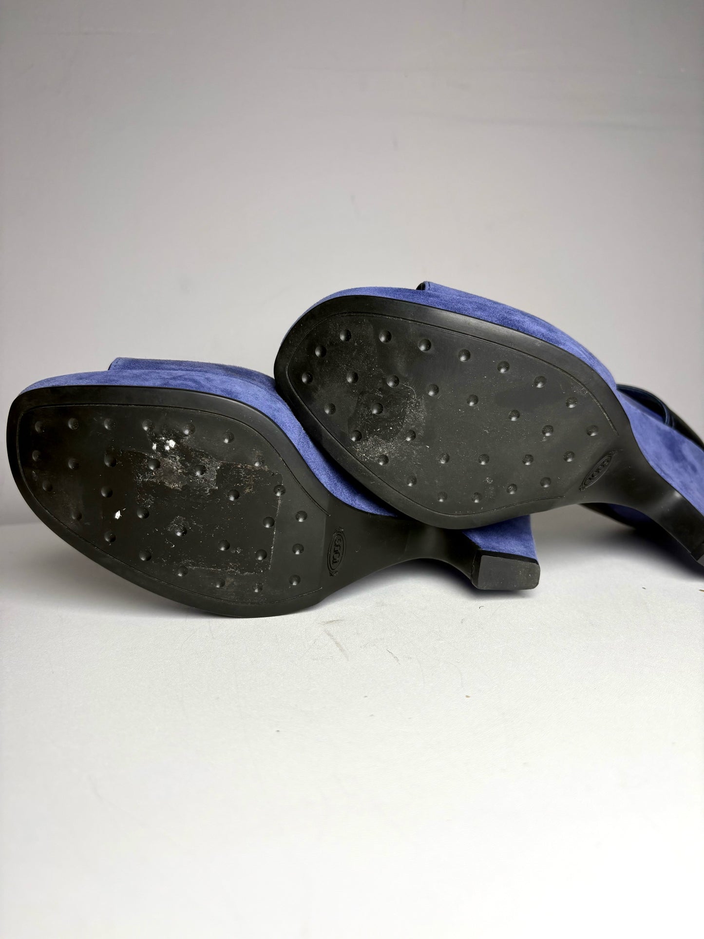 W Shoe Size 39 (8 US) Tod's Blue Leather Vintage Pre-owned Wedges