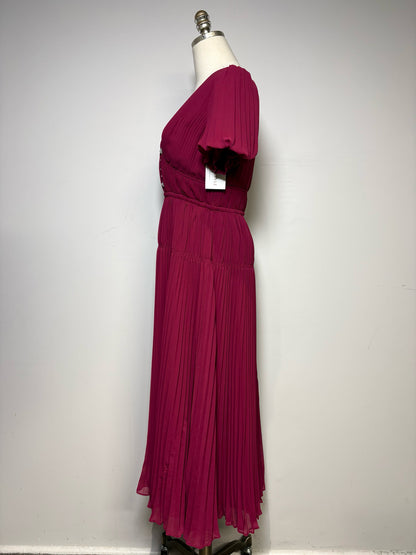 Women Size 4 Self-Portrait Burgundy MIdi Pleats Dress