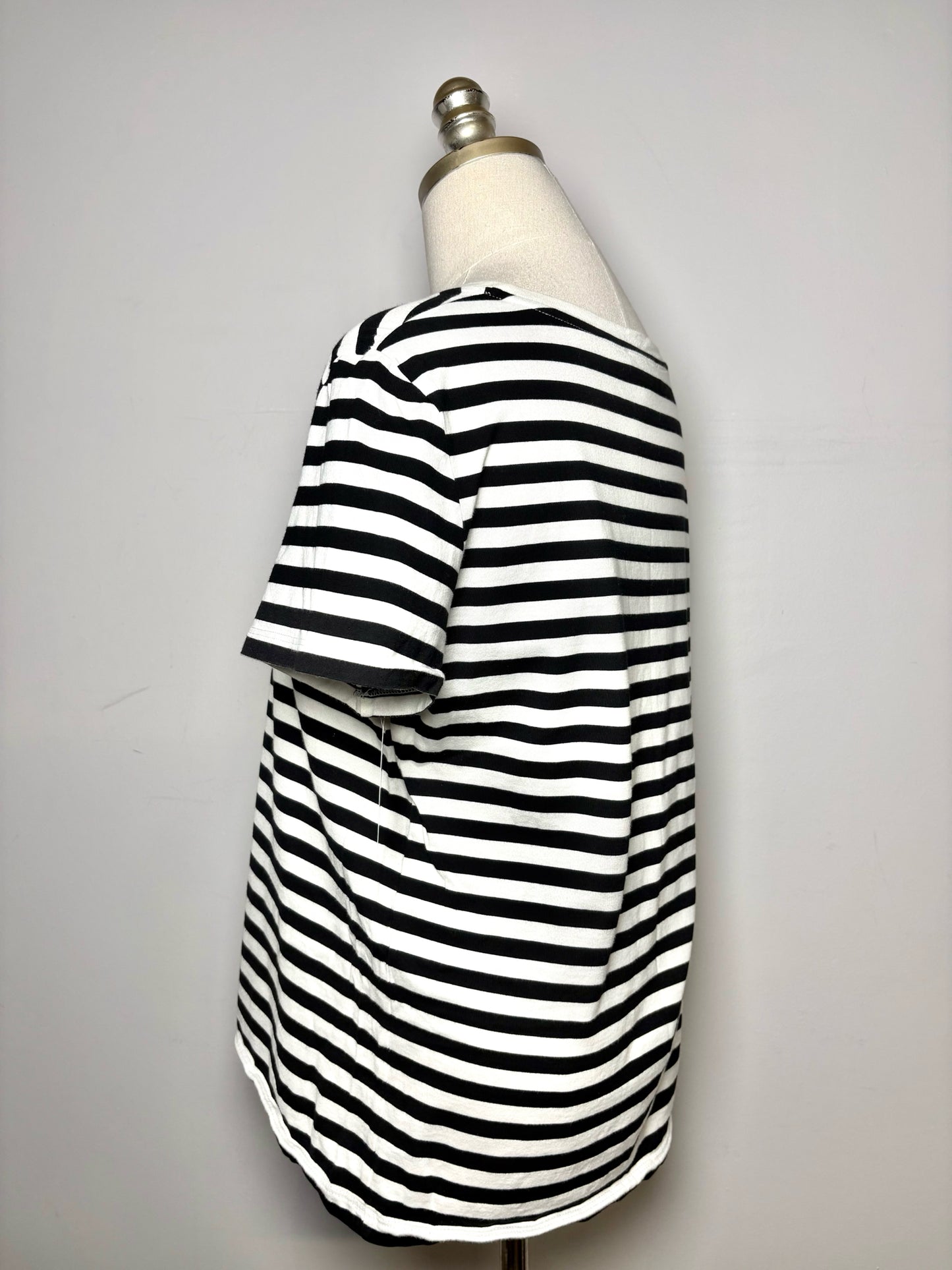 Women Size M Max Mara Black/White Striped, Embroidered Cotton Pre-owned T-shirt
