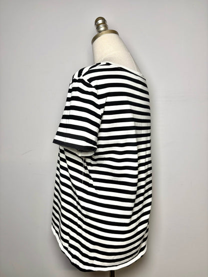 Women Size M Max Mara Black/White Striped, Embroidered Cotton Pre-owned T-shirt