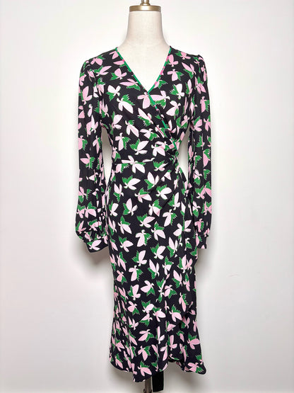 Women Size M Diane Von Furstenberg Pink, Black, Green Floral Viscose Dress