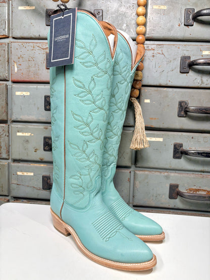 W Shoe Size 7.5 Lucchese Turquoise/Sage Vamp Leather Western Boots