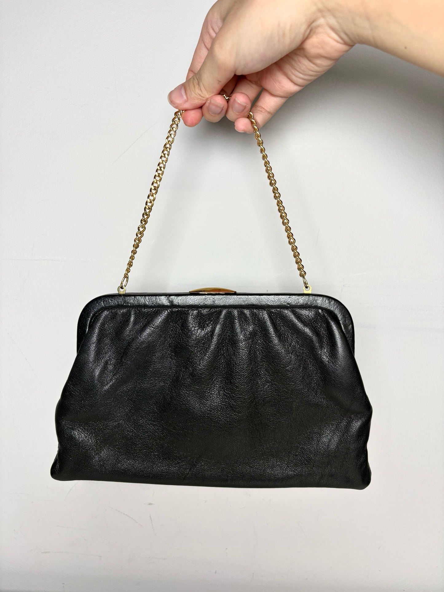 Women's Ingber Solid Vintage Leather Pre-owned Black Leather Small Purse
