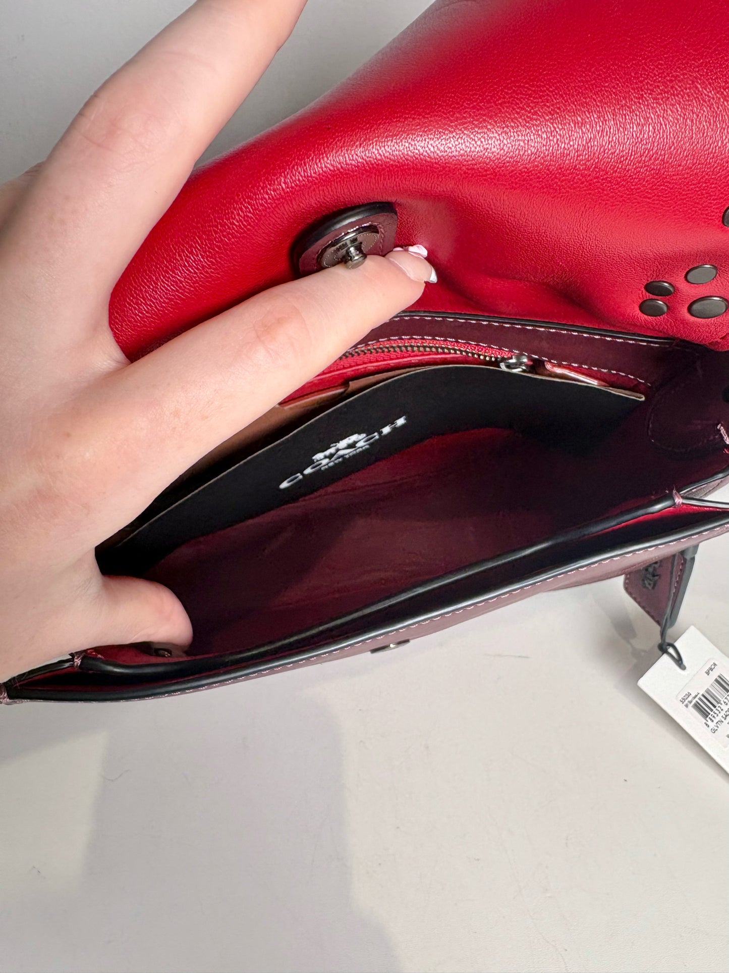 Women's Coach 20115 Pearls, Grommets Leather Pre-owned Bordeaux Saddle Bag