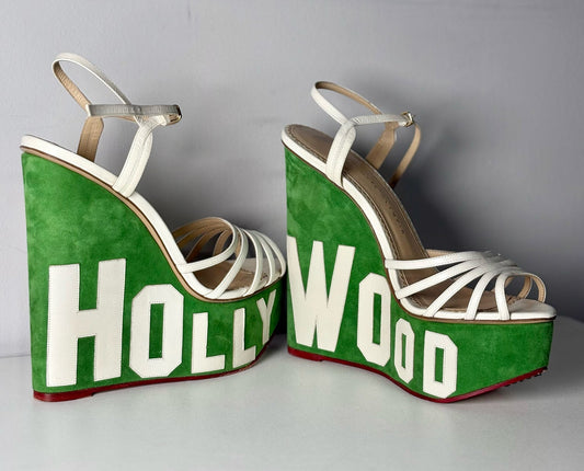W Shoe Size 41 Charlotte Olympia Cream & Green Leather Pre-owned Sandals