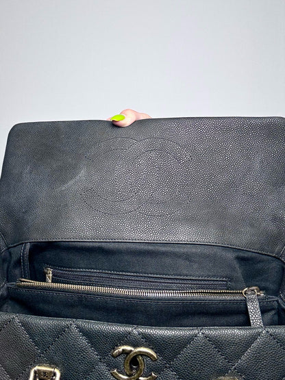 Leather Chanel Quilted Vintage Pre-owned Black Large Purse