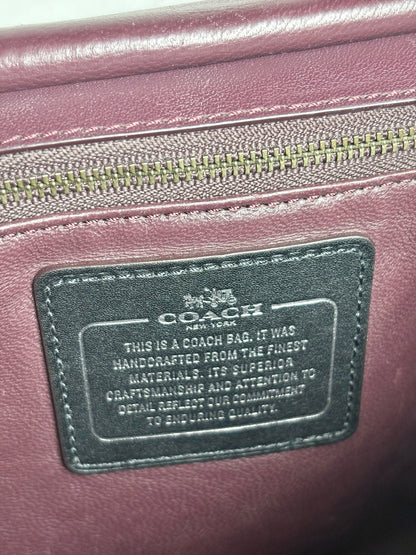 Women's Coach #54079 Willow Floral Leather Pre-owned Black Top Handle Rare Bag