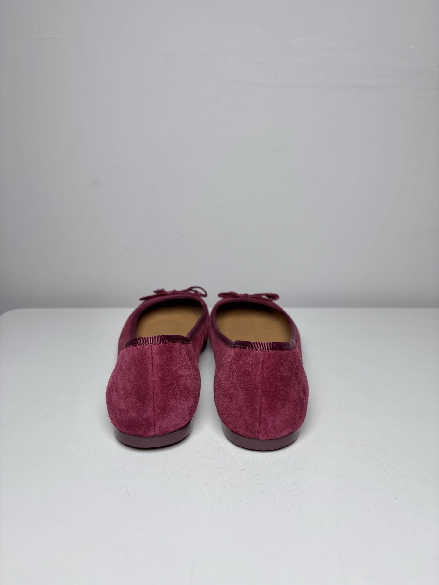 W Shoe Size 8.5 Tory Burch Wine Leather Suede Pre-owned Flats