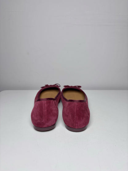 W Shoe Size 8.5 Tory Burch Wine Leather Suede Pre-owned Flats