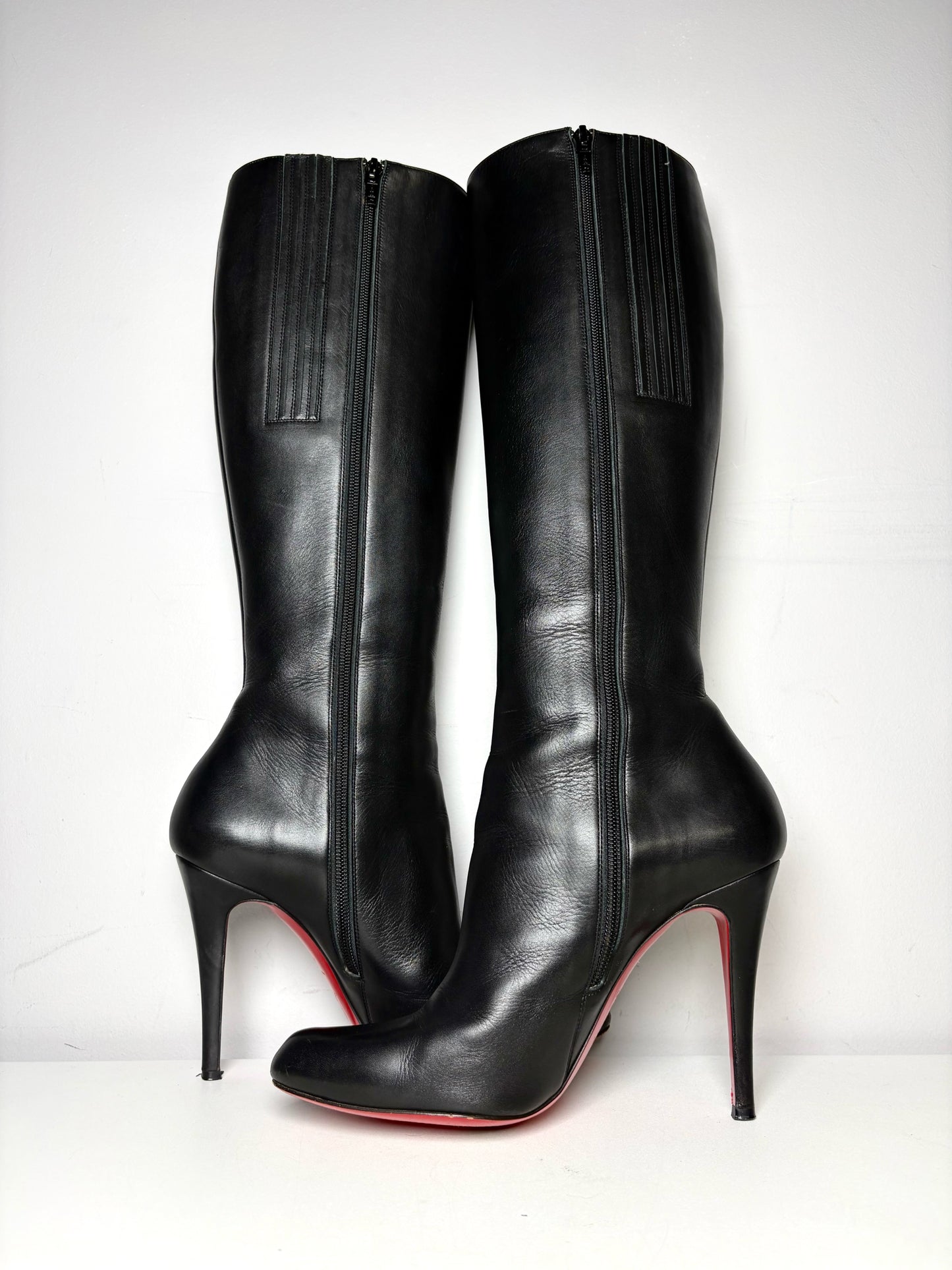 W Shoe Size 40.5 Christian Louboutin Pumppie Black Leather Pre-owned Boots