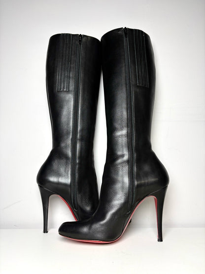 W Shoe Size 40.5 Christian Louboutin Pumppie Black Leather Pre-owned Boots