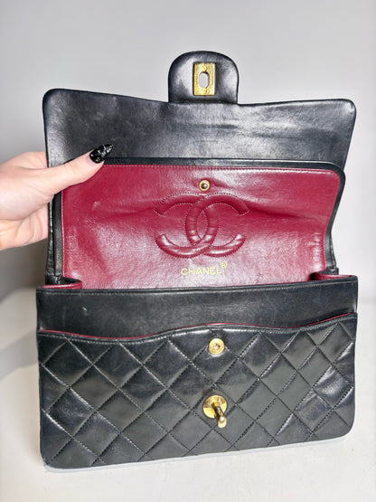 Chanel Quilted Vint Leather DoubleFlap Series 0 24K Gold-Plated Pre-owned Bag