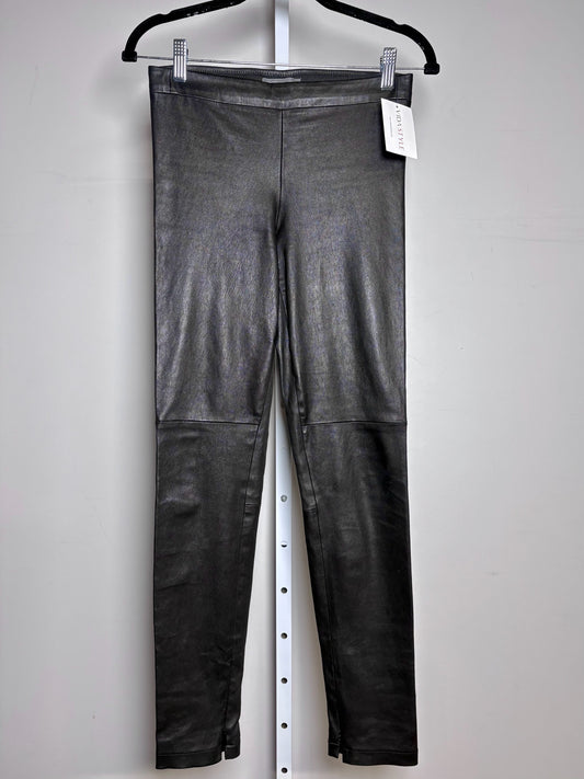 Women Size XS Vince Black Solid Leather Pre-owned Pants