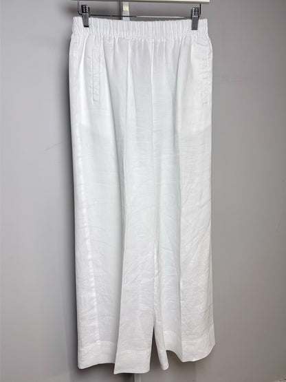 Women Size 46 Rosso35 White Solid Pure Linen Women's Pants