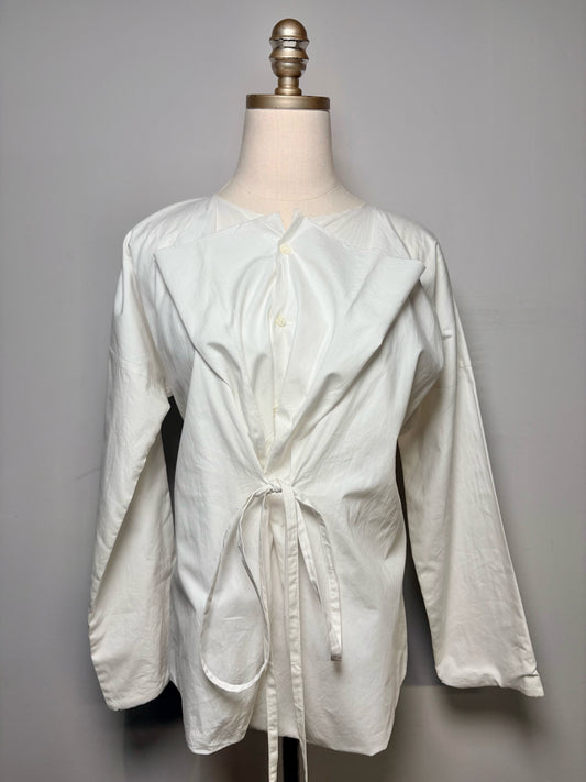 Women Size XS/S Comme des Garçons White Pure Cotton Pre-Owned Collector's Shirt