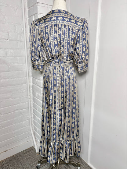 Women Size 38 Sandro Navy, gray Print Dress