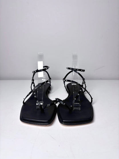 W Shoe Size 7.5 Freda Salvador Black Leather Alexia Pre-owned, NWT Sandals