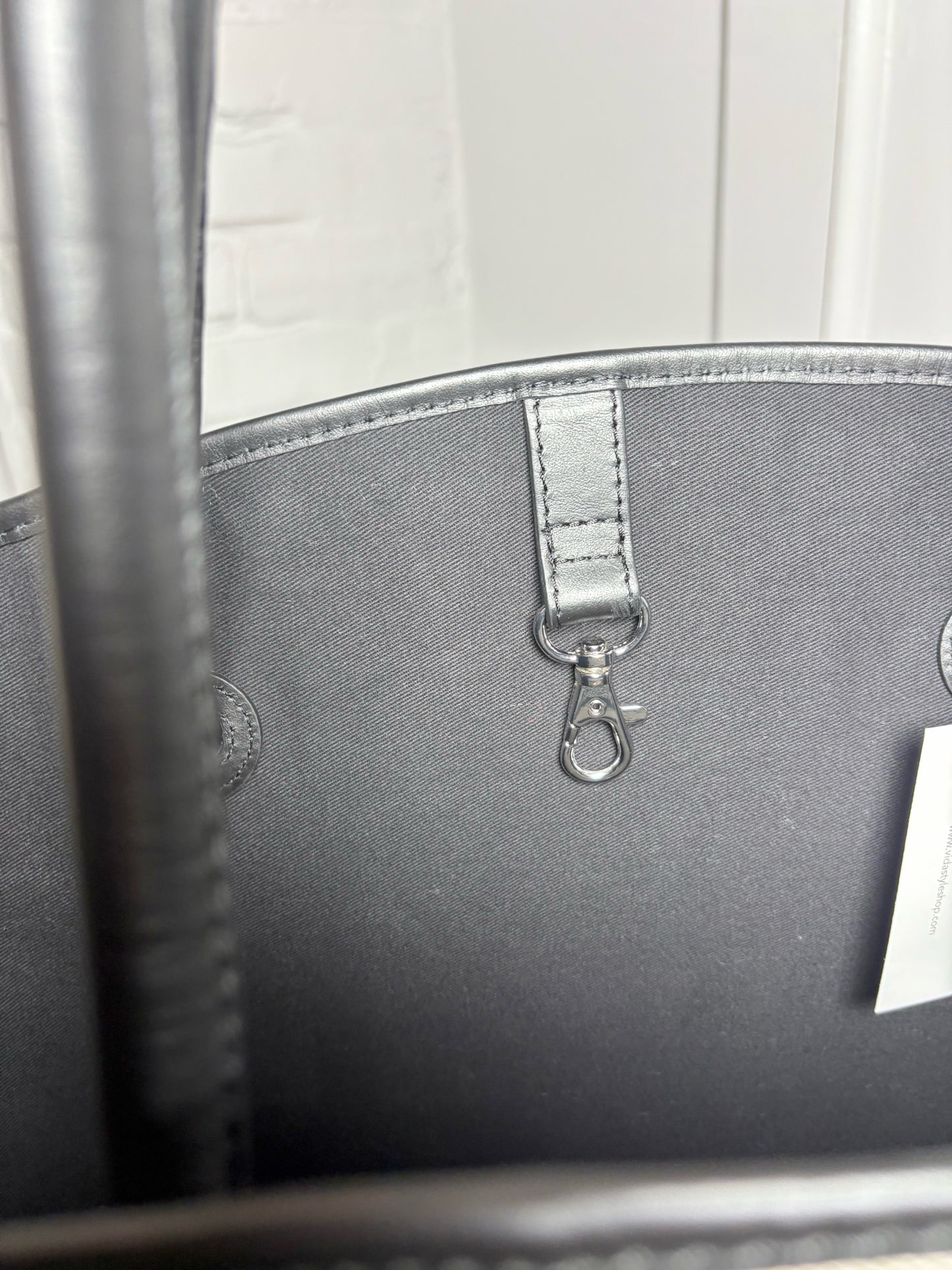 Anine Bing Logo Cotton Khaki Leather Trim Logo Taylin Tote