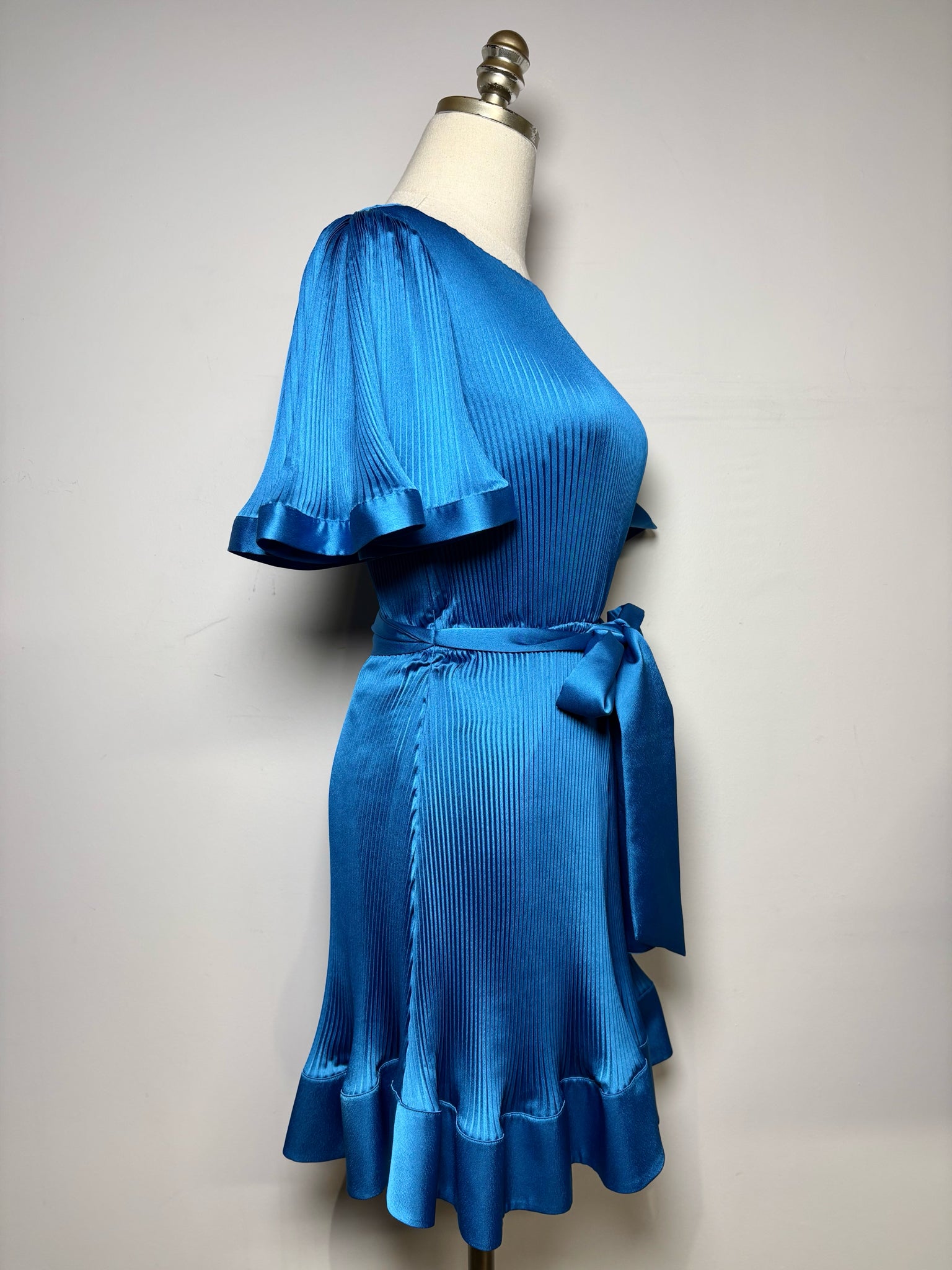 Milly Lumi Satin Pleated Mini Dress 4