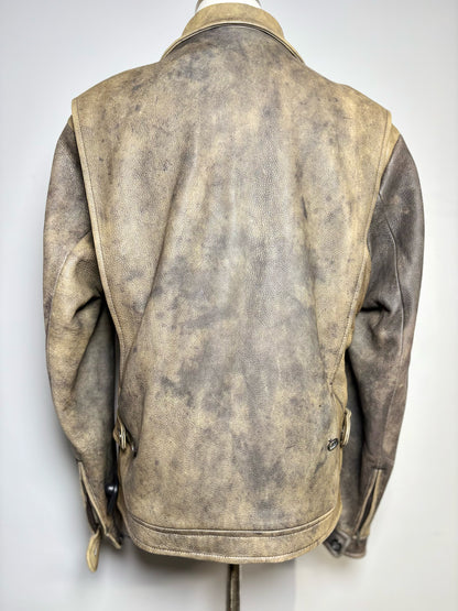 Women Size 50 (S/M Estimate) Jil Sander Brown Distressed Leather Jacket