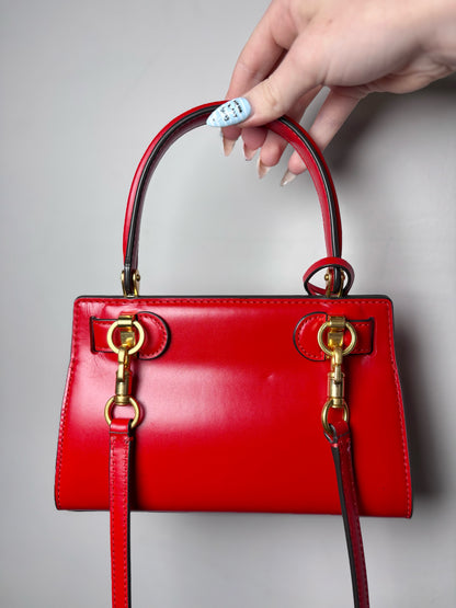 Women's Tory Burch Petite Lee Radziwill Brilliant Red Pre-owned NWT Tote