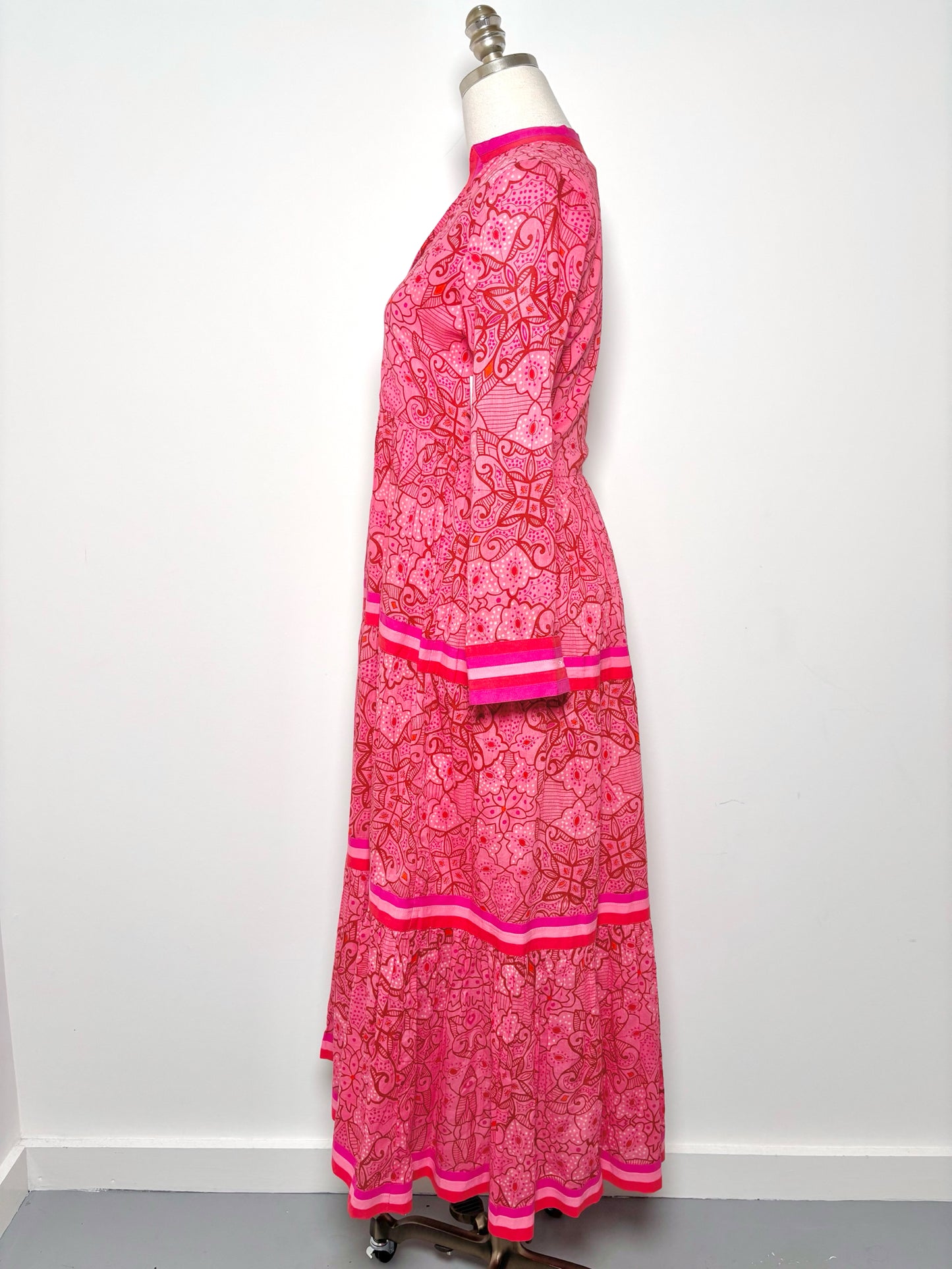Women Size XS Ro's Garden Pink, red Floral Cotton Dress