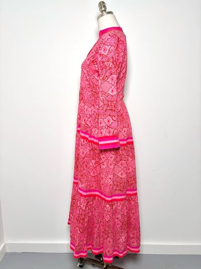 Women Size XS Ro's Garden Pink, red Floral Cotton Dress