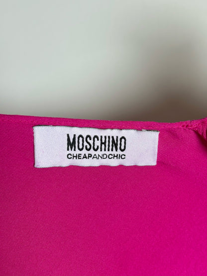 Women Size 14 Moschino Hot Pink Solid Women's Pure Silk Pre-owned Blouse