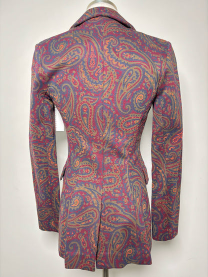 Women Size XS Rosetta Getty Burgundy, Olive, Navy & Orange Paisley Blazer