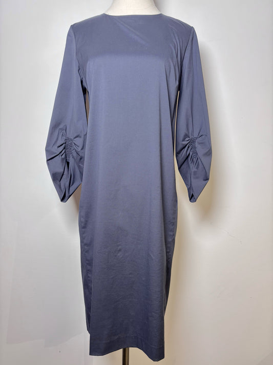 Women Size 2 Lafayette 148 Blue Solid Cotton Shift 3/4 Sleeves Dress