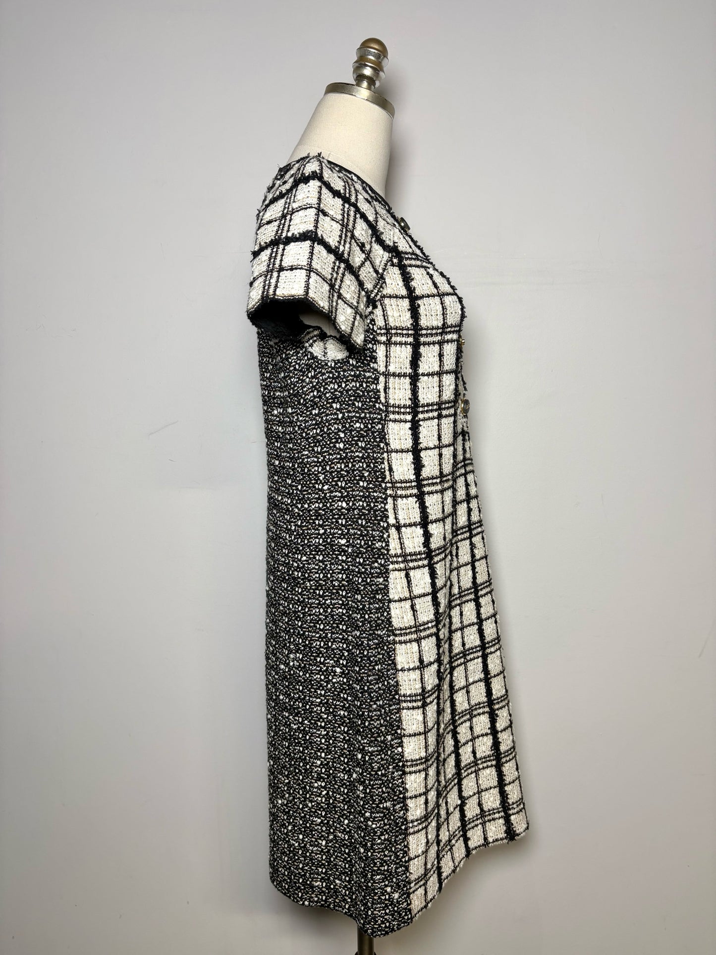 St. John Black, White Tweed A-line Dress
